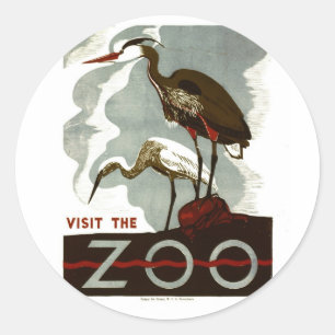Besök zoo - WPA-Poster - Runt Klistermärke