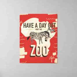 Besök Zoo Zebra Vintage Resaaffisch. Canvastryck