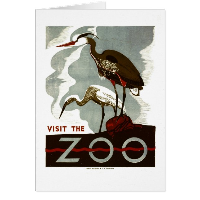 Besöka zooen - WPA-affischen - Hälsningskort (Framsidan)