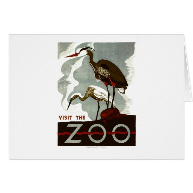 Besöka zooen - WPA-affischen - Hälsningskort (Framsidan Horizontal)