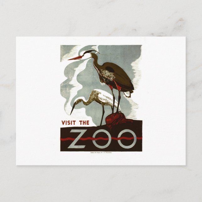 Besöka zooen - WPA-affischen - Vykort (Framsida)