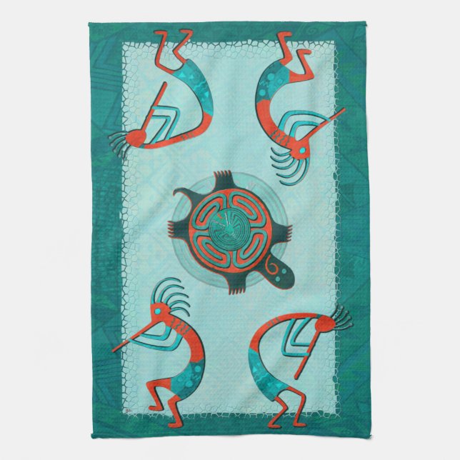 Besökare Anasazi Native Folk Art Kökshandduk (Vertikal)