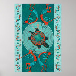 Besökare Anasazi Native Folk Art Poster