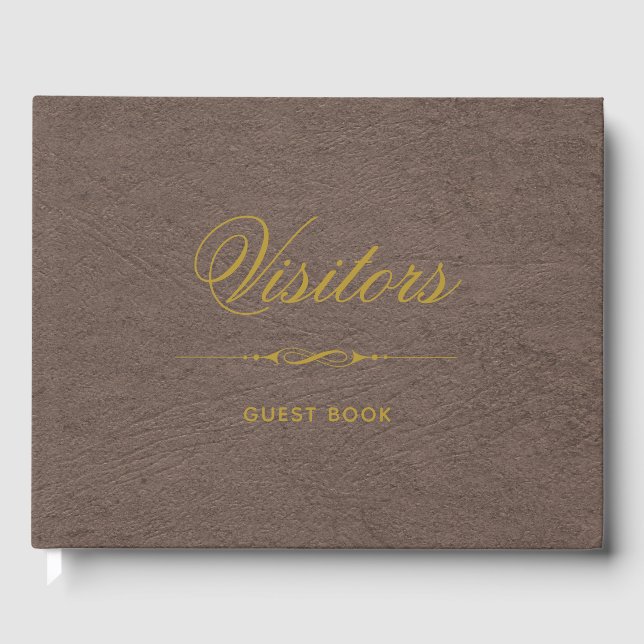 Besökare Elegant Falskt Läder och Guld Gästböcker (Framsida)