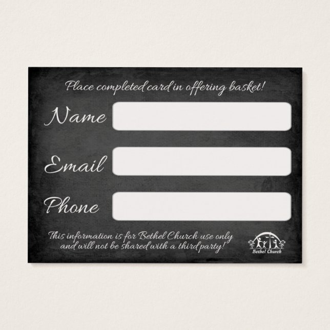 Besökare eller anslutningskort för kyrka visitkort (Baksidan)