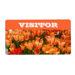 BESÖKARE Etiketter ID:s Orange Tulpan Blommor Före Fraktsedel