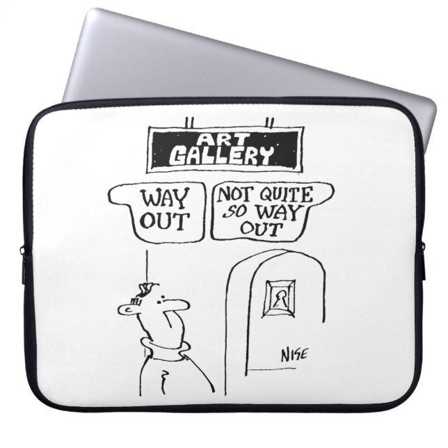 Besökaren används av tecken i ett konstgalleri laptop fodral (Framsidan)