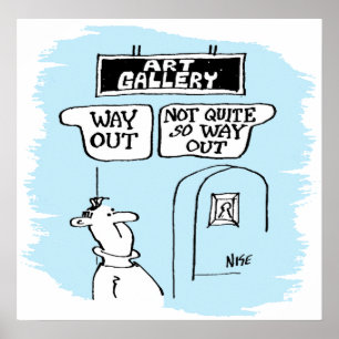 Besökaren används av tecken i ett konstgalleri poster