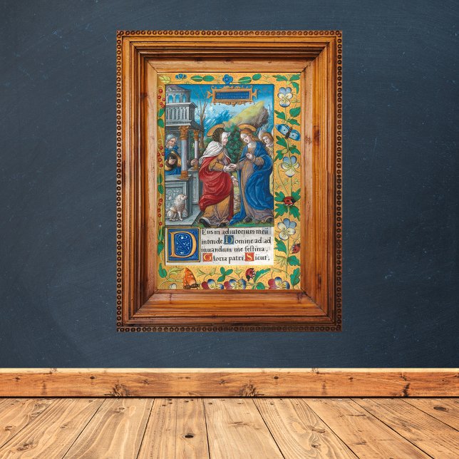 Besöket av St Elizabeth Medieval Manuscript Poster (The Visitation of St Elizabeth Medieval Manuscript Catholic Christian Poster)