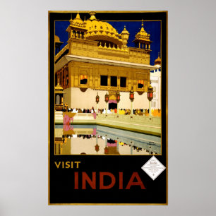 BesökIndien vintage 1929 reser Poster