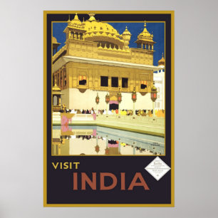 BesökIndien vintage resor Poster