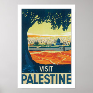 BesökPalestina w/white gräns Poster