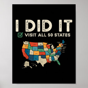 Besökt alla 50 amerikanska delstater - USA Kartres Poster