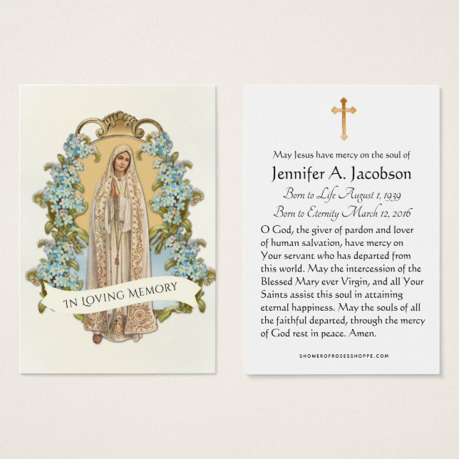 Besökt Junggin Mary Funeral Memorial Heliga Card Visitkort (Framsida & baksida)