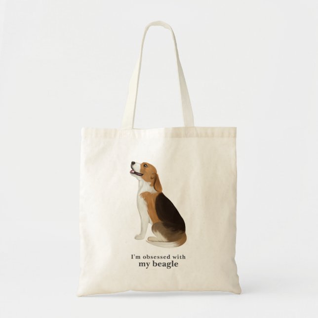 "Besökt med min beagle" Tote Bag Tygkasse (Framsidan)