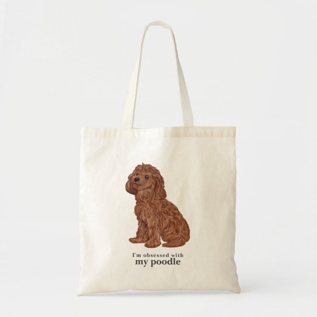 "Besökt med pudel" Tote Bag Tygkasse (Framsidan)