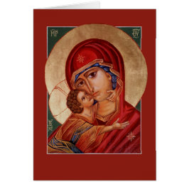 Besökt Virgin Mary Theotokos Hälsning/Prayer Card Hälsningskort