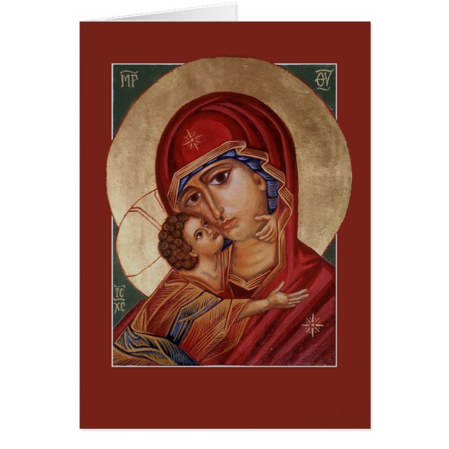 Besökt Virgin Mary Theotokos Hälsning/Prayer Card Hälsningskort (Framsidan)