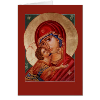 Besökt Virgin Mary Theotokos Hälsning/Prayer Card Hälsningskort