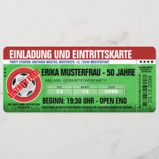 Besondere Einladungskarte Ticket Fußball Inbjudningar