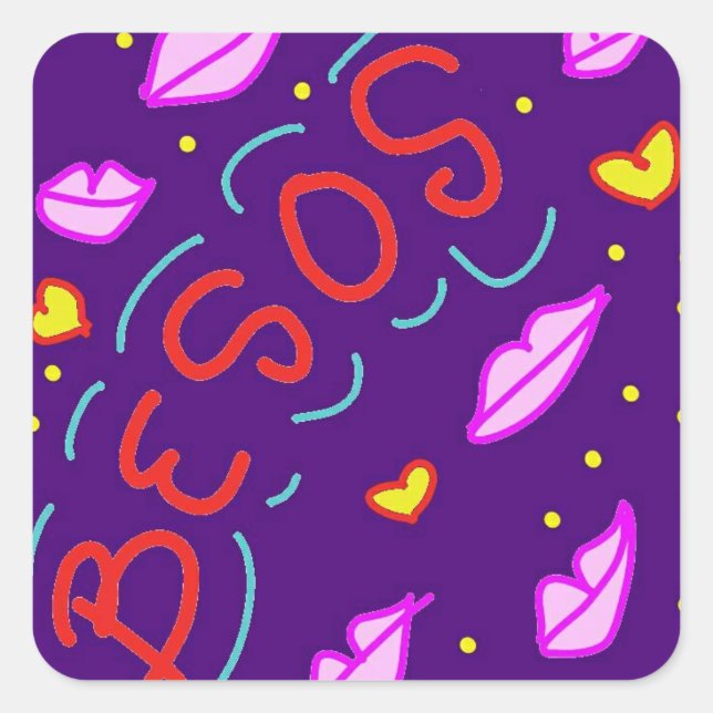 besos fyrkantigt klistermärke (Framsida)