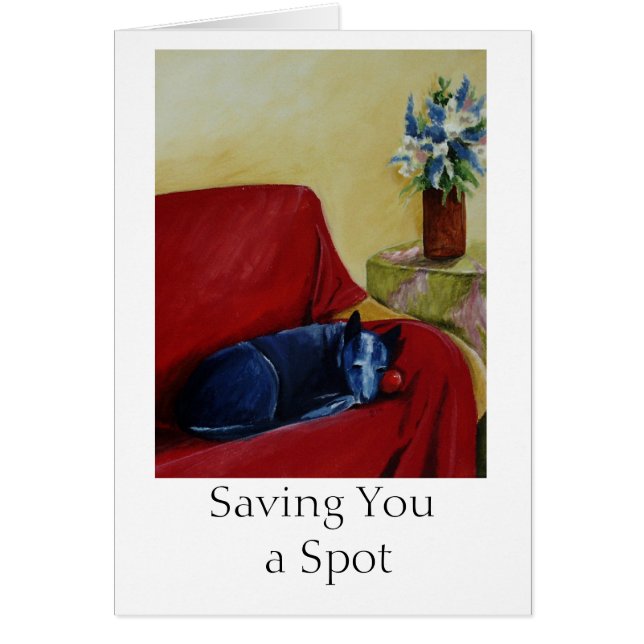 Besparing dig en fläck hälsningskort (Framsidan)