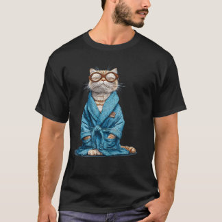Bespectacled Bathrobe Cat For Sleeping T Shirt