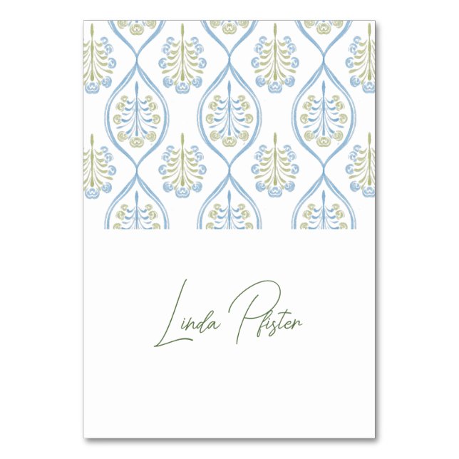 Bespoke Blue and Green Floral Wedding  Bordsnummer (Framsidan)