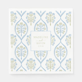 Bespoke Blue and Green Floral Wedding Pattern Pappersservett