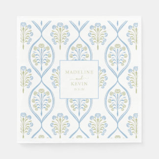 Bespoke Blue and Green Floral Wedding Pattern Pappersservett