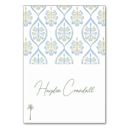 Bespoke Blue and Green Wedding Palm Tree Bordsnummer