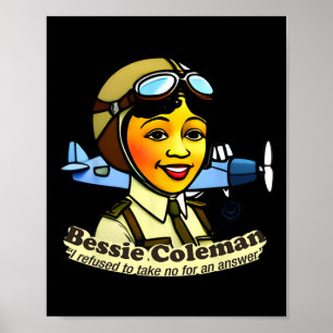 Bessie Coleman Med Flygplan Svarta Historien Månad Poster