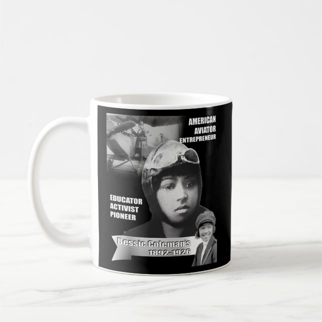 Bessie Coleman Mörk Kaffemugg (Vänster)