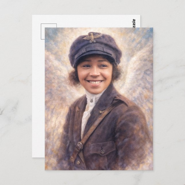 Bessie Coleman Portrait Painting - Angelcore Style Vykort (Fram/baksida)