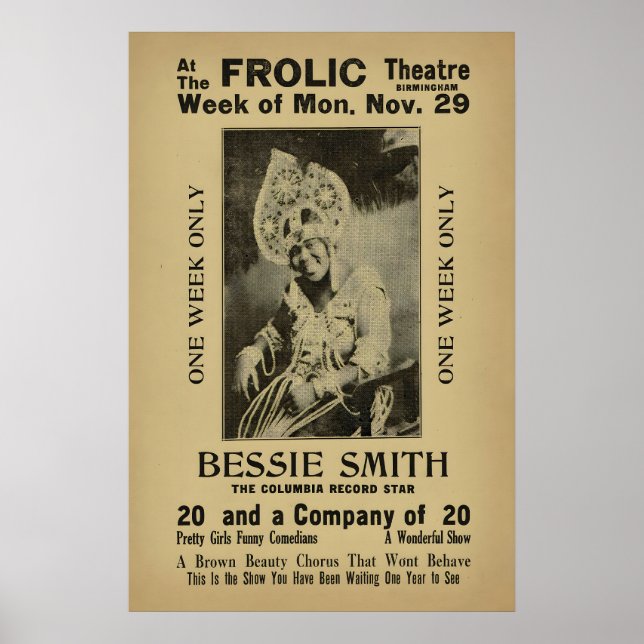 Bessie Smith jazzaffisch - Frolic Theatre Poster (Framsidan)