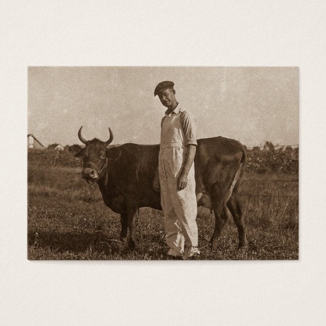 Bessie the Cow and her Farmer. Visitkort (Framsidan)