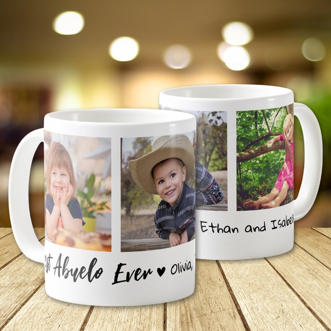 Best Abuelo Ever Grandchildren 3 Photo Collage   Kaffemugg (Skapare uppladdad)