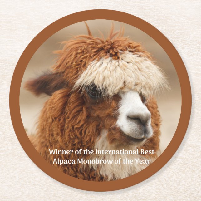 Best Alpaca Monobrow Underlägg Papper Rund (Framsidan)