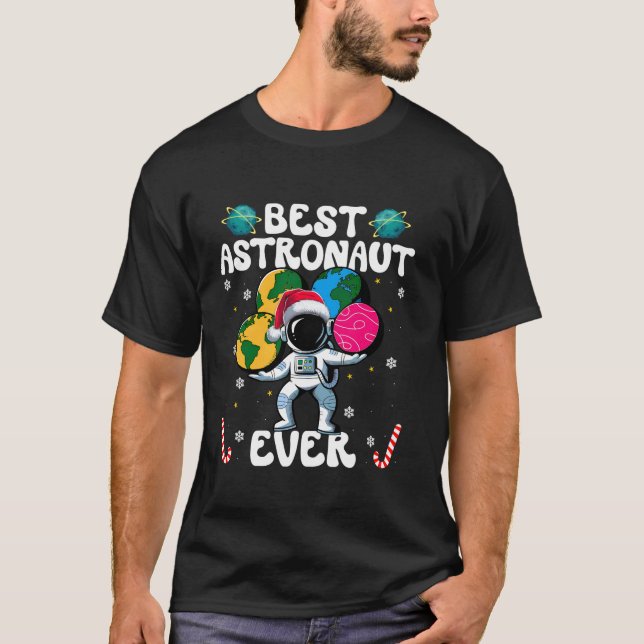 Best Astronaut Ever Christmas Basketball Candy Can T Shirt (Framsida)