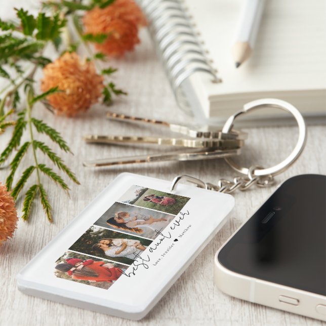 Best Aunt Ever Modern Script 4 Photos Collage Gift (Högra Framsidan)