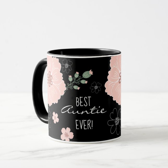 Best Auntie All Blommigt Mugg (Framsida vänster)