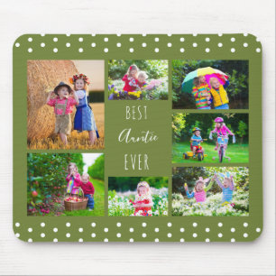 Best Auntie All Oliv grönt Photo Collage Musmatta