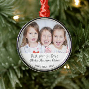 Best Auntie All Personlig Photo jul Julgransprydnad Metall