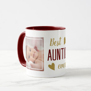 Best Auntie nånsin 2 Photo Maroon & Guld Keepsaké Mugg