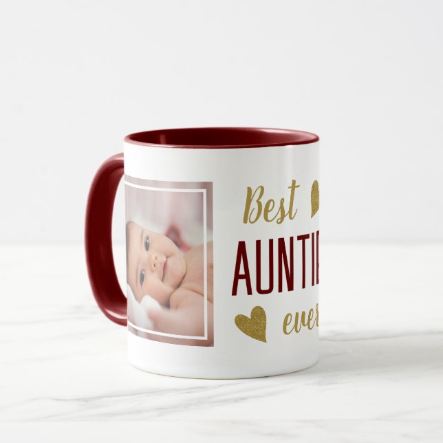 Best Auntie nånsin 2 Photo Maroon & Guld Keepsaké Mugg (Framsida vänster)