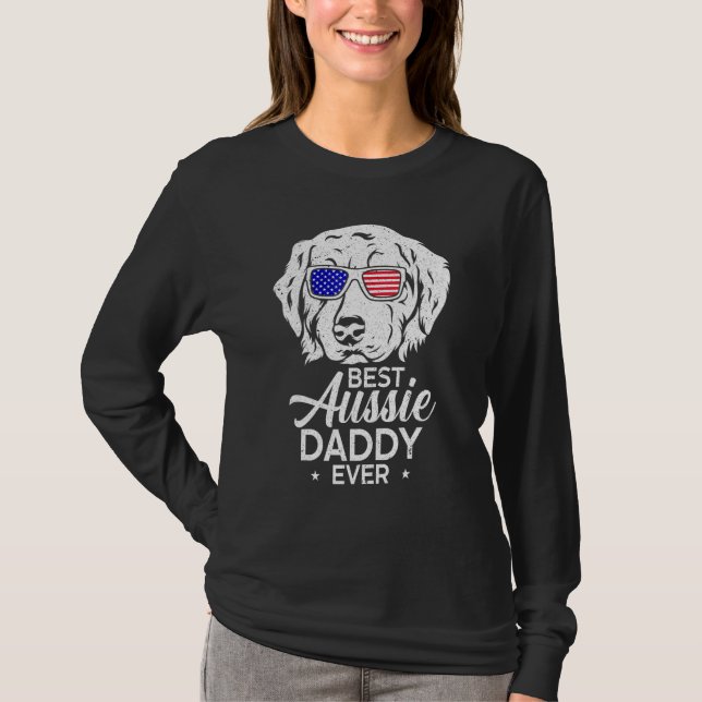 Best Aussie pappa Australian shepherd T Shirt (Framsida)