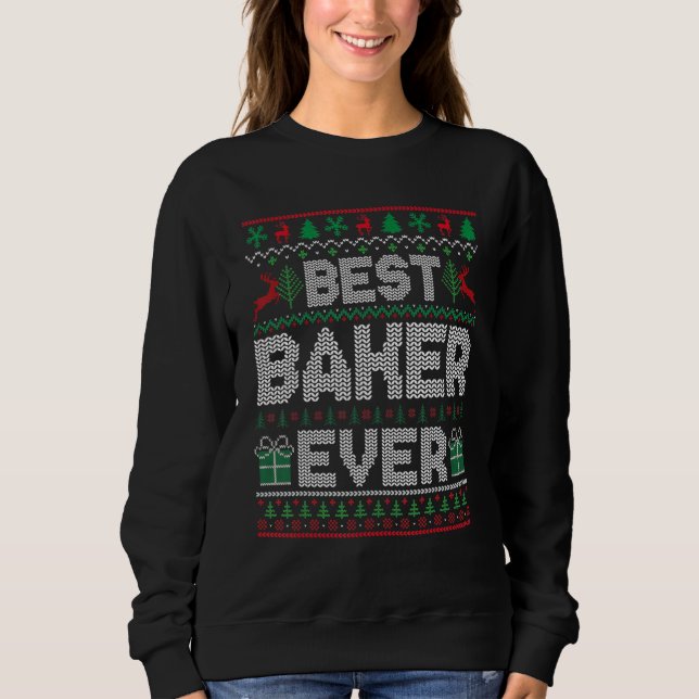 Best Baker Ever Christmas Pajamas Matching Ugly Xm T Shirt (Framsida)