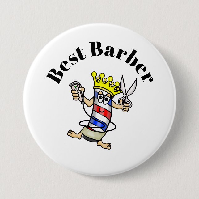 Best Barber Button - Barber Pole-tecken Knapp (Framsida)