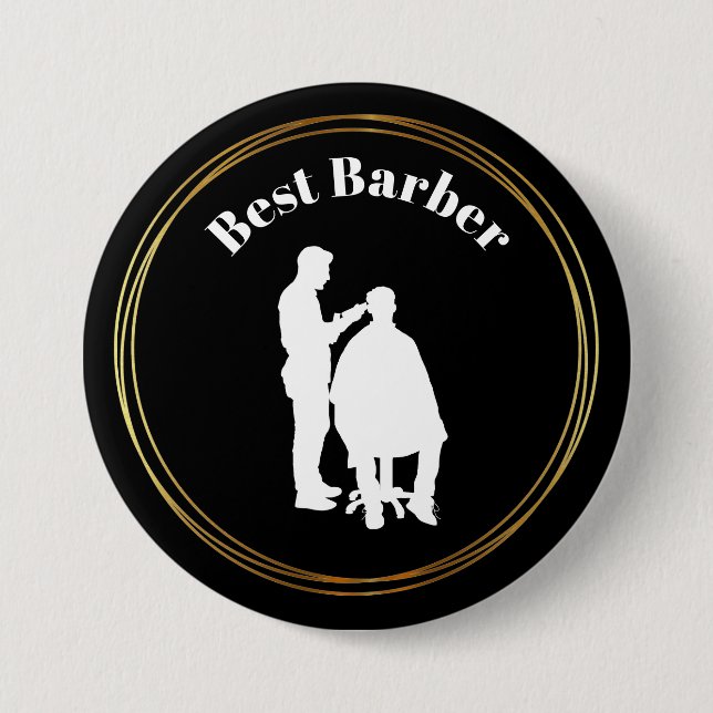 Best Barber Button med Barber Silhouette Knapp (Framsida)