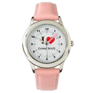 BEST. Barn I ❤️ Rosa Leather Strap Watch Armbandsur